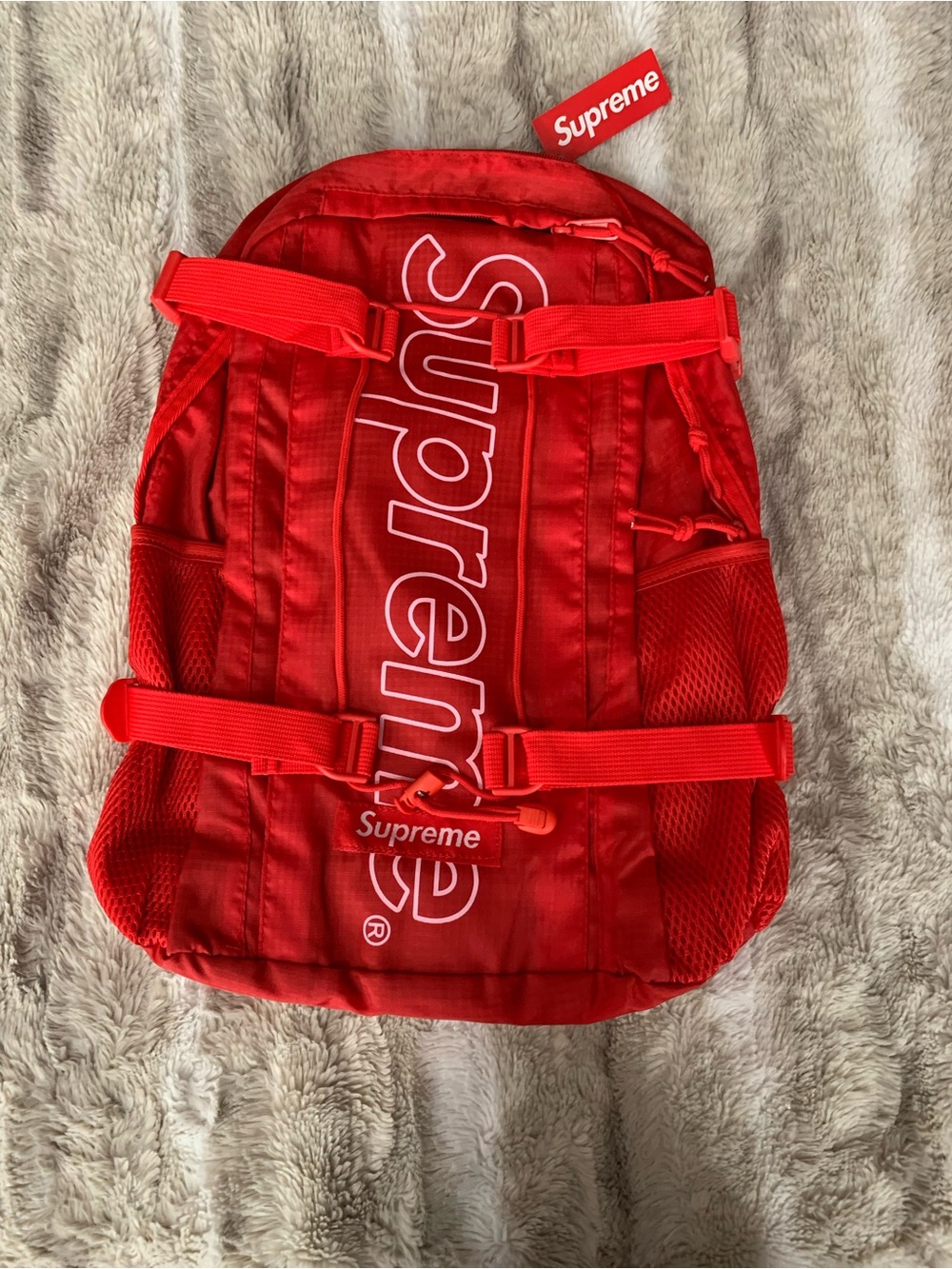 Supreme Red Vertical Logo Backpack